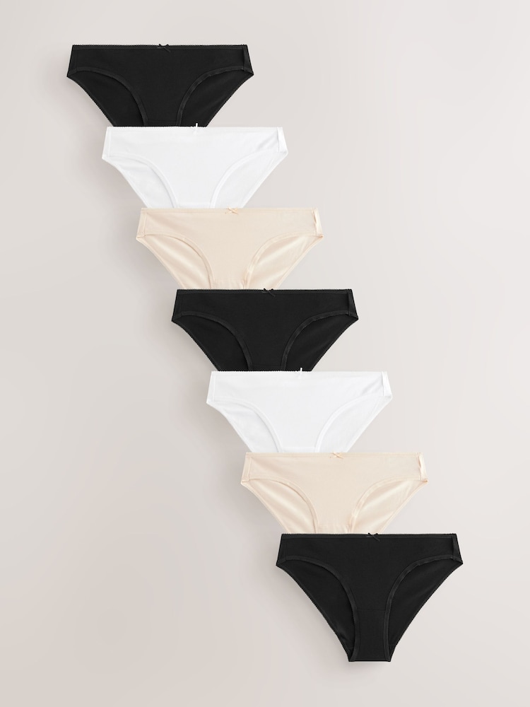 Black / Pastel Rose Nude / White Bikini Rich Knickers 7 Pack - Image 1 of 9
