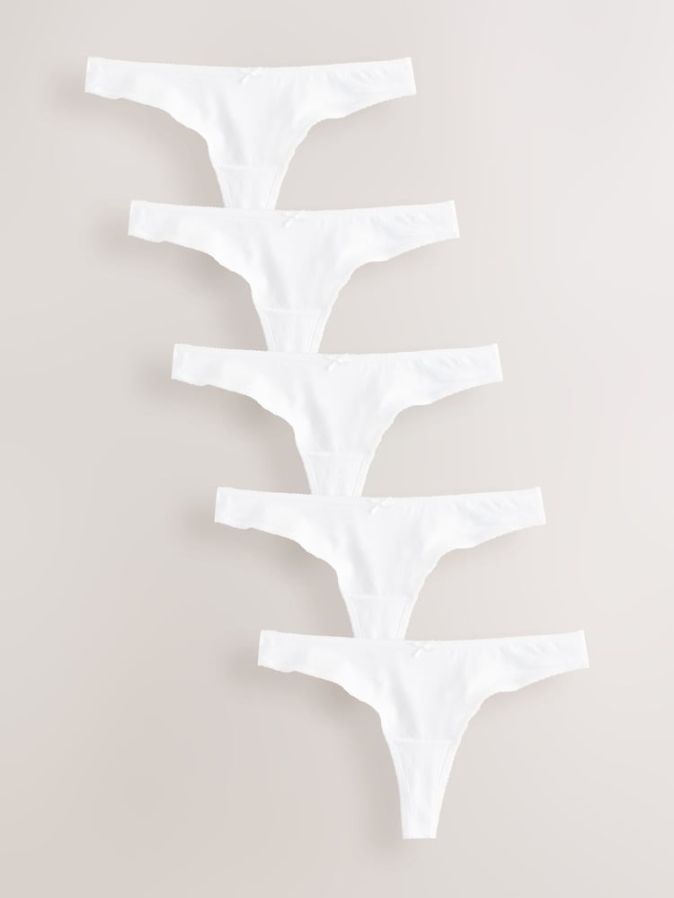 White Thong Rich Knickers 5 Pack - Image 1 of 8