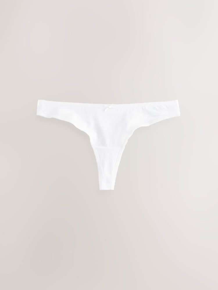 White Thong Cotton Rich Knickers 5 Pack - Image 6 of 8