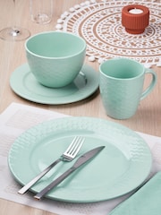 Bread + Butter 16 Piece Soft Green Honeycomb Stoneware Dinner Set - Image 1 of 2
