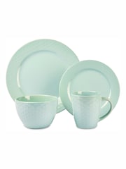 Bread + Butter 16 Piece Soft Green Honeycomb Stoneware Dinner Set - Image 2 of 2
