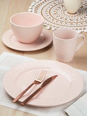 Bread + Butter 16 Piece Soft Pink Honeycomb Stoneware Dinner Set - Image 1 of 2