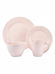Bread + Butter 16 Piece Soft Pink Honeycomb Stoneware Dinner Set - Image 2 of 2