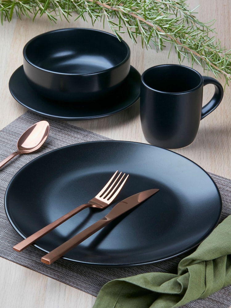 Bread + Butter 16 Piece Matt Black Evoke Dinner Set - Image 1 of 2