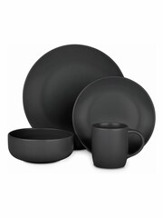 Bread + Butter 16 Piece Matt Black Evoke Dinner Set - Image 2 of 2
