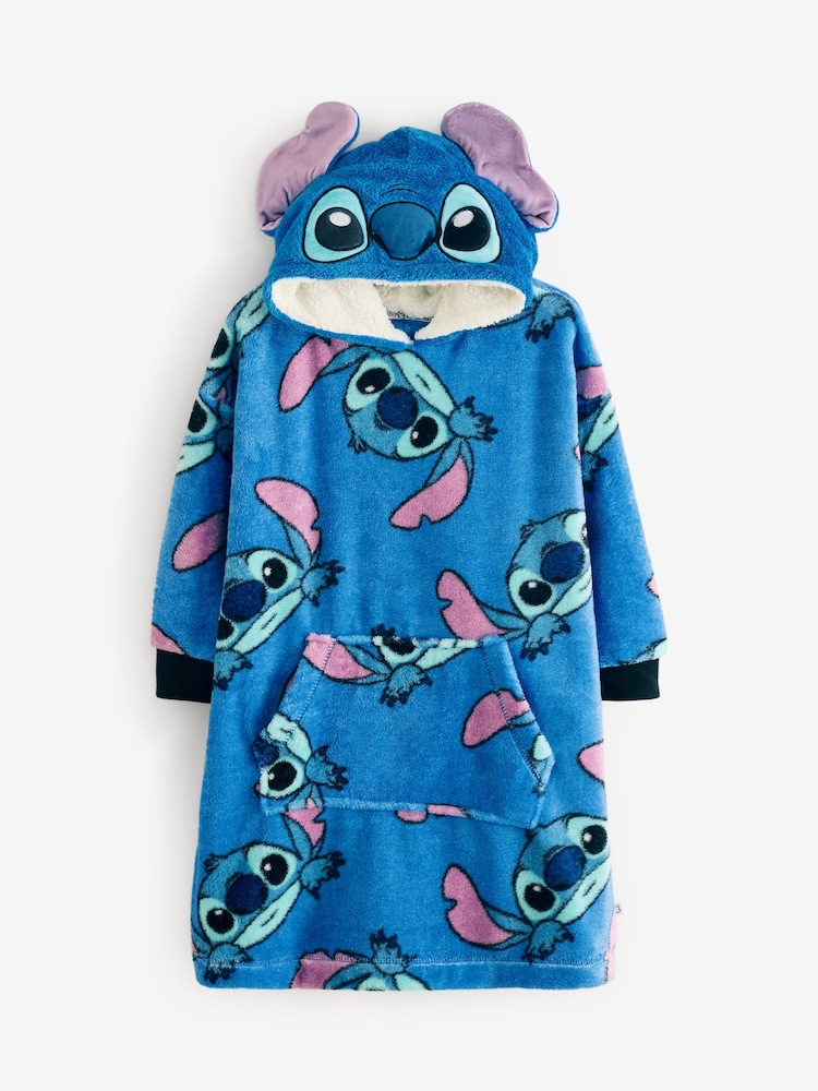Brand Threads Blue Disney Stitch Hooded Blanket - Image 3 of 3 Brand Threads Blue Disney Stitch Hooded Blanket - Image 3 of 3