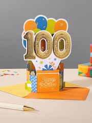 Hallmark Orange 100th Birthday Card 3D Pop-Up Paper Wonder Design - Image 1 of 4