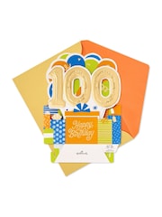 Hallmark Orange 100th Birthday Card 3D Pop-Up Paper Wonder Design - Image 3 of 4