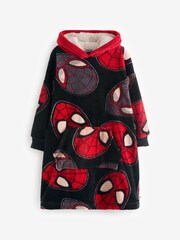 Brand Threads Black Boys Spiderman Hooded Blanket - Image 1 of 3