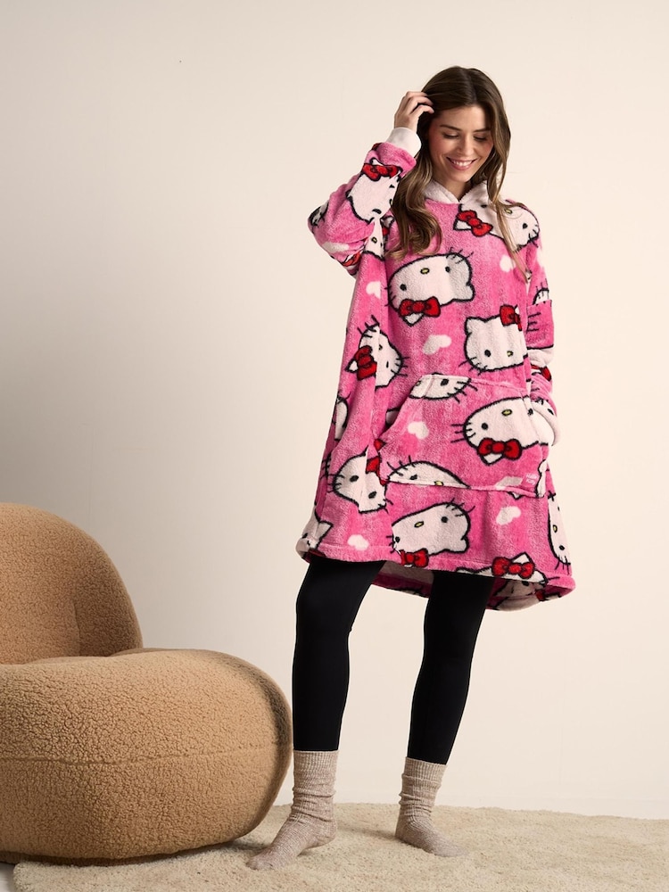 Brand Threads Pink Hello Kitty Womens Hooded Blanket - Image 1 of 4