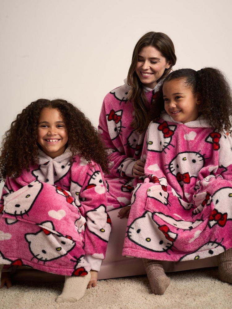 Brand Threads Pink Hello Kitty Womens Hooded Blanket - Image 2 of 4