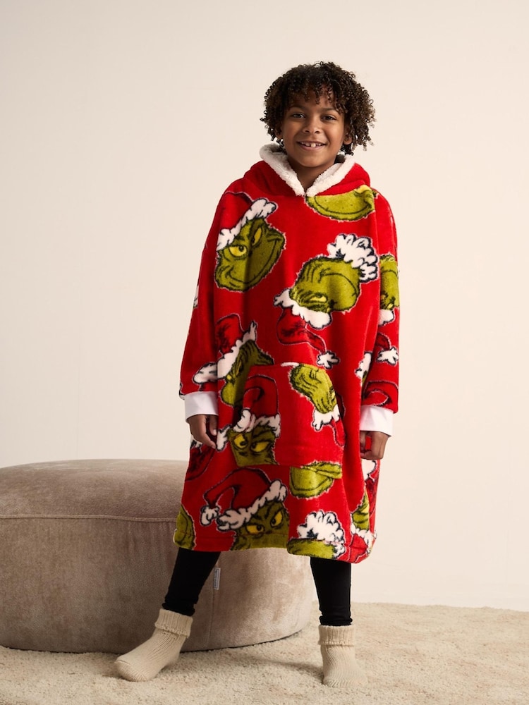 Brand Threads Red Grinch Hooded Blanket - Image 1 of 5