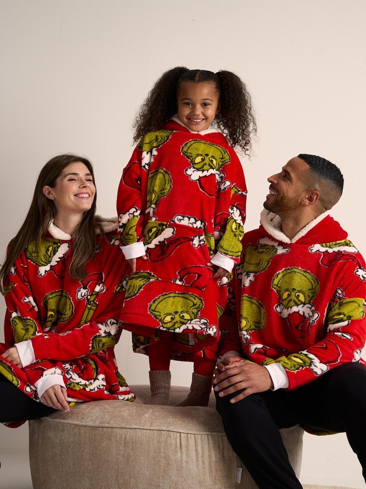 Brand Threads Red Grinch Hooded Blanket - Image 4 of 5