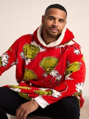 Brand Threads Red Grinch Adults Hooded Blanket - Image 2 of 7