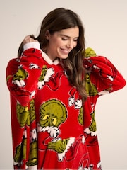 Brand Threads Red Grinch Adults Hooded Blanket - Image 3 of 7
