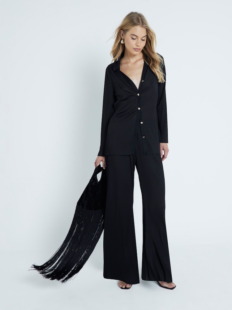 River Island Black Plisse Shirt - Image 1 of 4