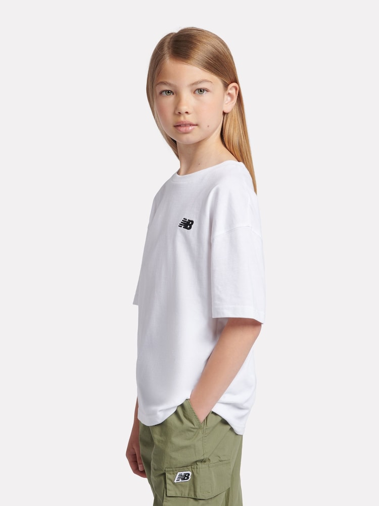New Balance White Small Girls Logo 100% Cotton T-Shirt - Image 2 of 8