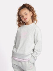 Gris - New Balance Kids French Terry Stacked Logo Crew Sweatshirt - Imagen 1 de 8