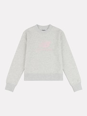 Gris - New Balance Kids French Terry Stacked Logo Crew Sweatshirt - Imagen 6 de 8