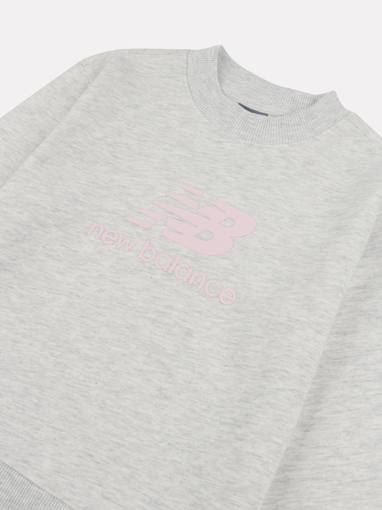 Gris - New Balance Kids French Terry Stacked Logo Crew Sweatshirt - Imagen 8 de 8