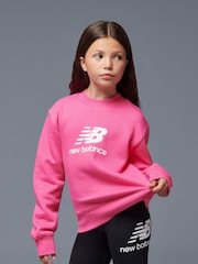 New Balance Pink Girls Stacked Logo Sweatshirt - Image 1 of 10