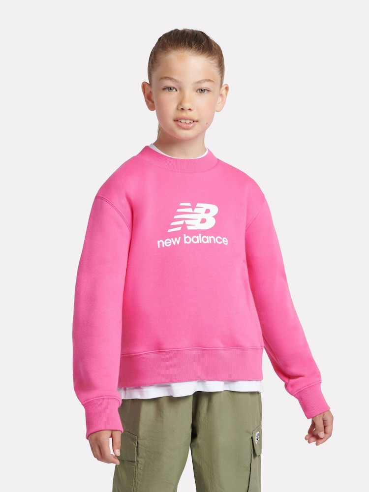 New Balance Pink Girls Stacked Logo Sweatshirt - Image 2 of 10