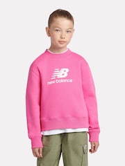 New Balance Pink Girls Stacked Logo Sweatshirt - Image 4 of 10