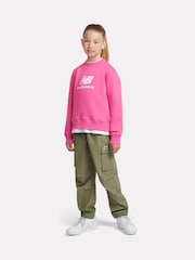New Balance Pink Girls Stacked Logo Sweatshirt - Image 6 of 10