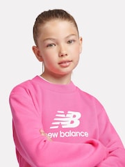 New Balance Pink Girls Stacked Logo Sweatshirt - Image 7 of 10