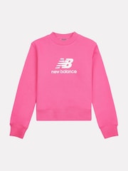 New Balance Pink Girls Stacked Logo Sweatshirt - Image 8 of 10