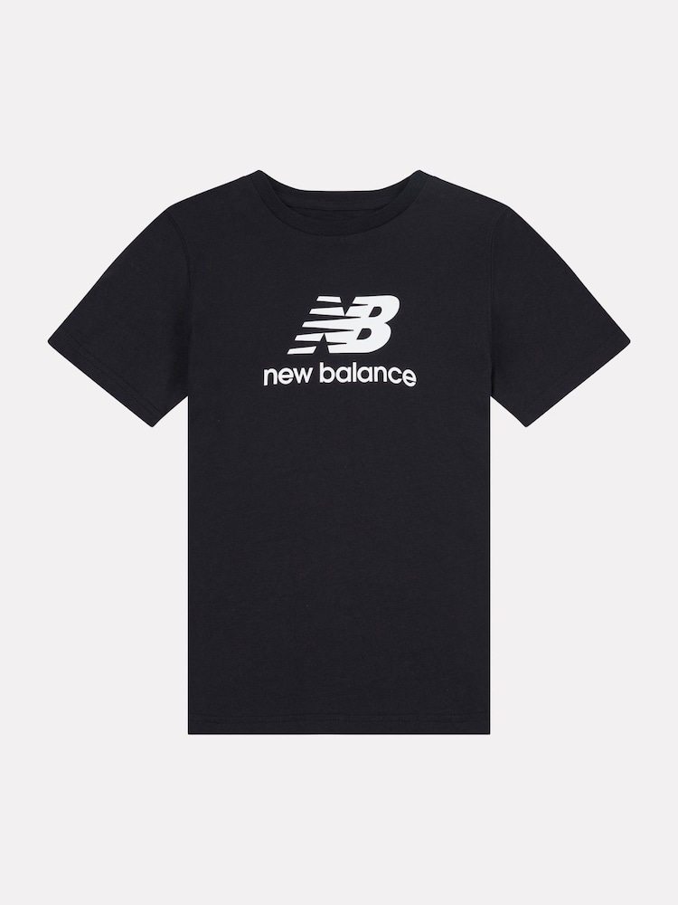 أسود - تيشرت مزين بشعار مكدس للبنات من New Balance - Image 6 of 8