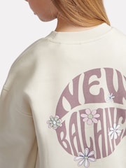Biały - Bluza dziewczęca New Balance z okrągłym nadrukiem z motywem kwiatowym - Image 5 of 9