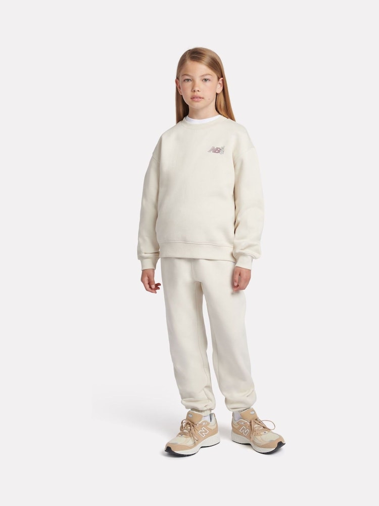 Biały - Bluza dziewczęca New Balance z okrągłym nadrukiem z motywem kwiatowym - Image 6 of 9