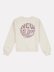 Biały - Bluza dziewczęca New Balance z okrągłym nadrukiem z motywem kwiatowym - Image 8 of 9