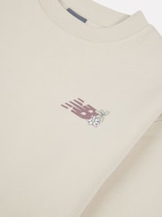 Biały - Bluza dziewczęca New Balance z okrągłym nadrukiem z motywem kwiatowym - Image 9 of 9