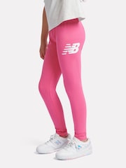 New Balance Pink Light Kids Stacked Logo Leggings - Image 1 of 9