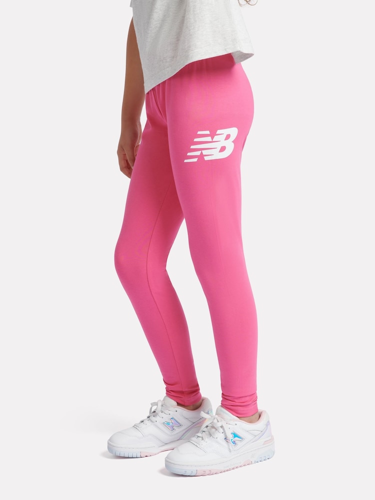 New Balance Pink Light Kids Stacked Logo Leggings - Image 1 of 9