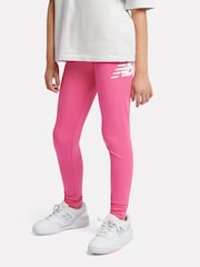 New Balance Pink Light Kids Stacked Logo Leggings - Image 2 of 9