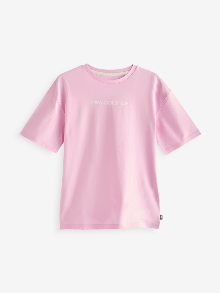 New Balance Pink Girls 100% Cotton Floral Sneaker T-Shirt - Image 1 of 3