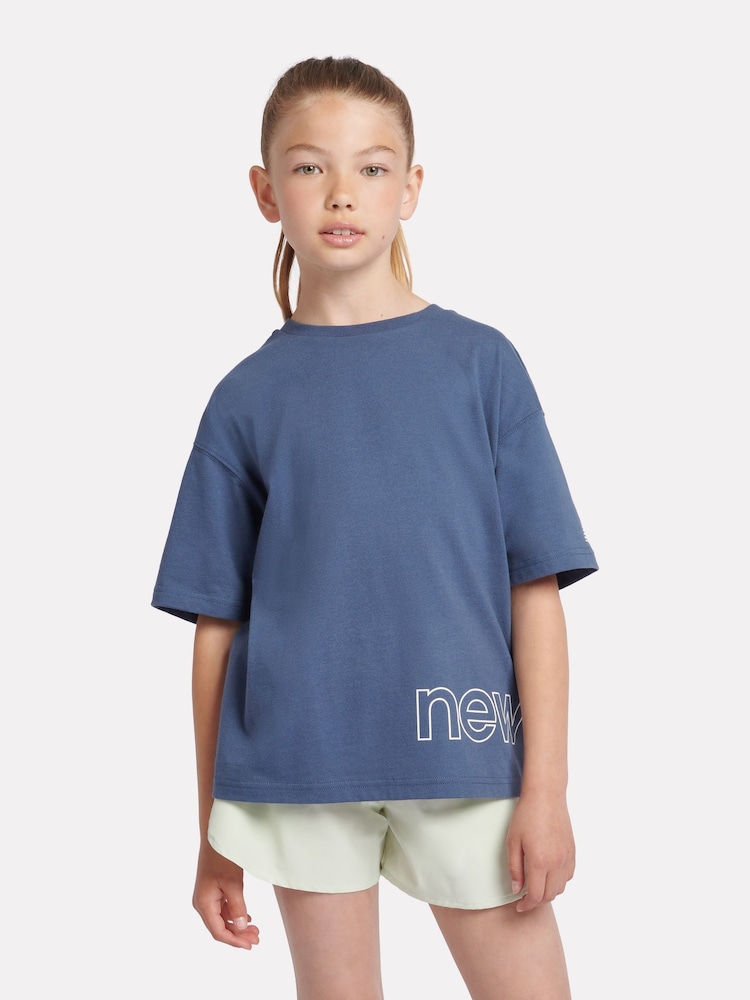 New Balance Blue Girls Athletics Logo T-Shirt - Image 1 of 8