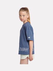 New Balance Blue Girls Athletics Logo T-Shirt - Image 2 of 8