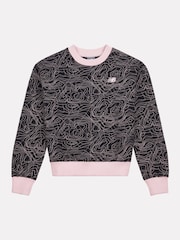 New Balance Black Girls AOP Brush Back Sweatshirt - Image 6 of 8