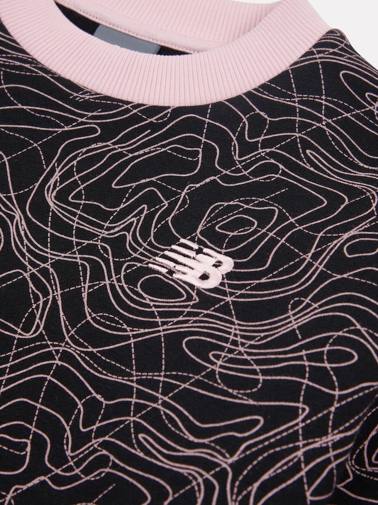 New Balance Black Girls AOP Brush Back Sweatshirt - Image 8 of 8
