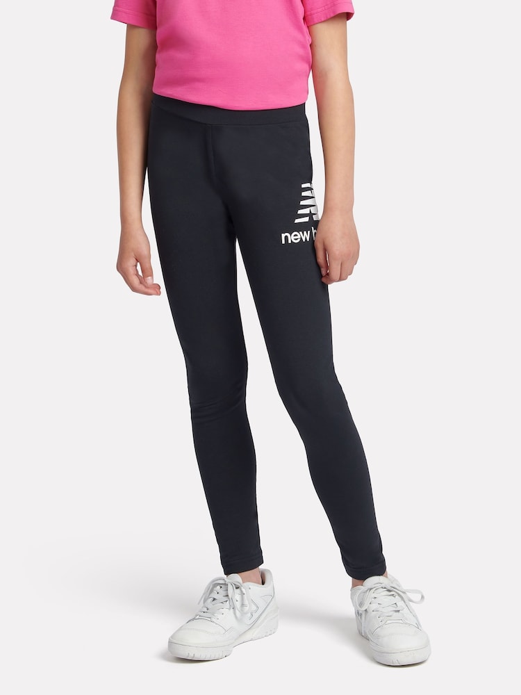 New Balance Black Kids Stacked Logo Leggings - Image 2 of 9