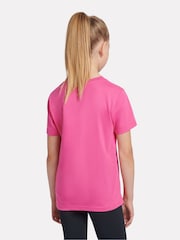 New Balance Pink Girls 100% Cotton Stacked Logo T-Shirt - Image 3 of 9
