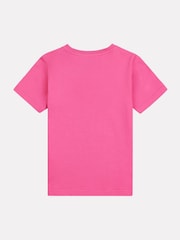 New Balance Pink Girls 100% Cotton Stacked Logo T-Shirt - Image 8 of 9