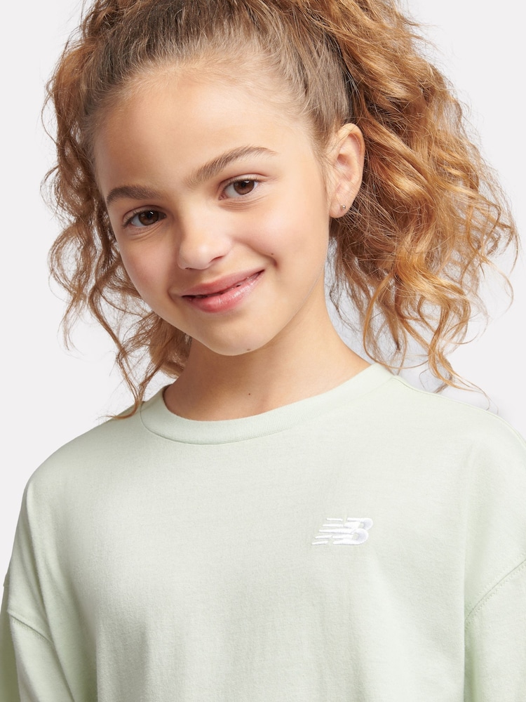 New Balance Green Small Girls Logo 100% Cotton T-Shirt - Image 4 of 10