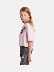 New Balance Pink Girls 100% Cotton AOP Fill Logo T-Shirt - Image 2 of 9