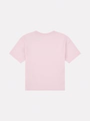 New Balance Pink Girls 100% Cotton AOP Fill Logo T-Shirt - Image 8 of 9