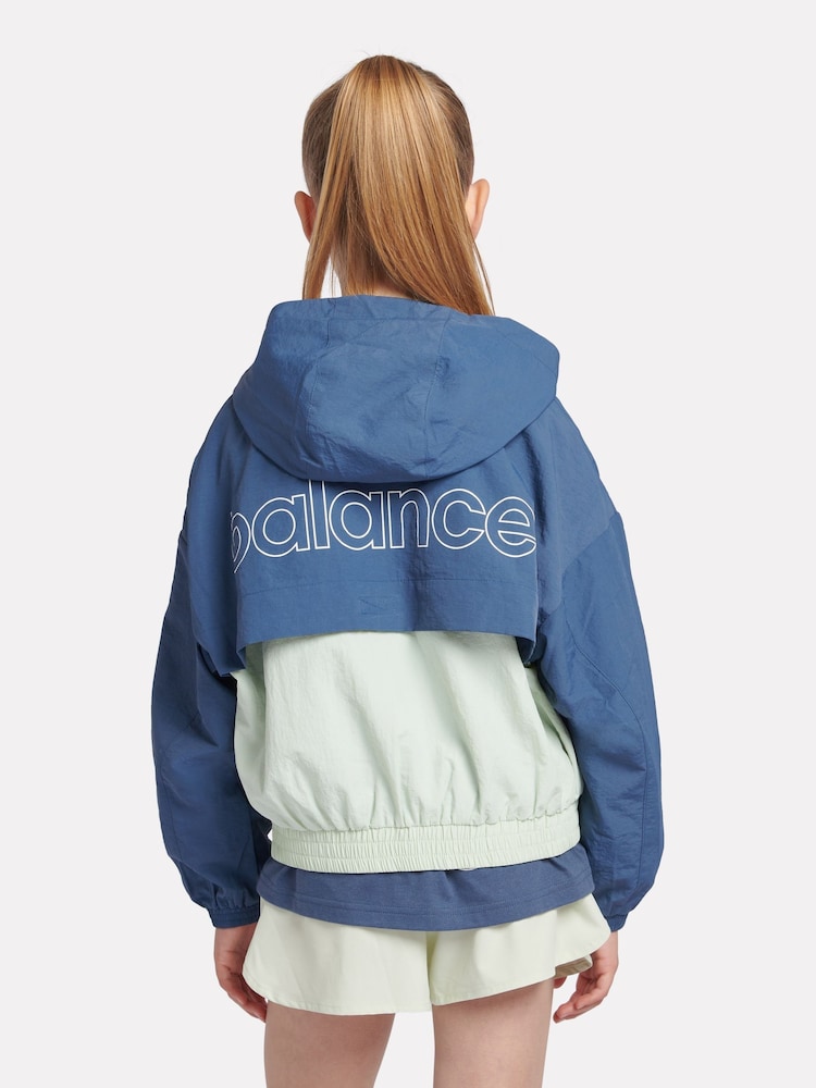 New Balance Light Blue Kids Athletics Mesh Lined Wind Cheater Jacket - Image 5 of 13